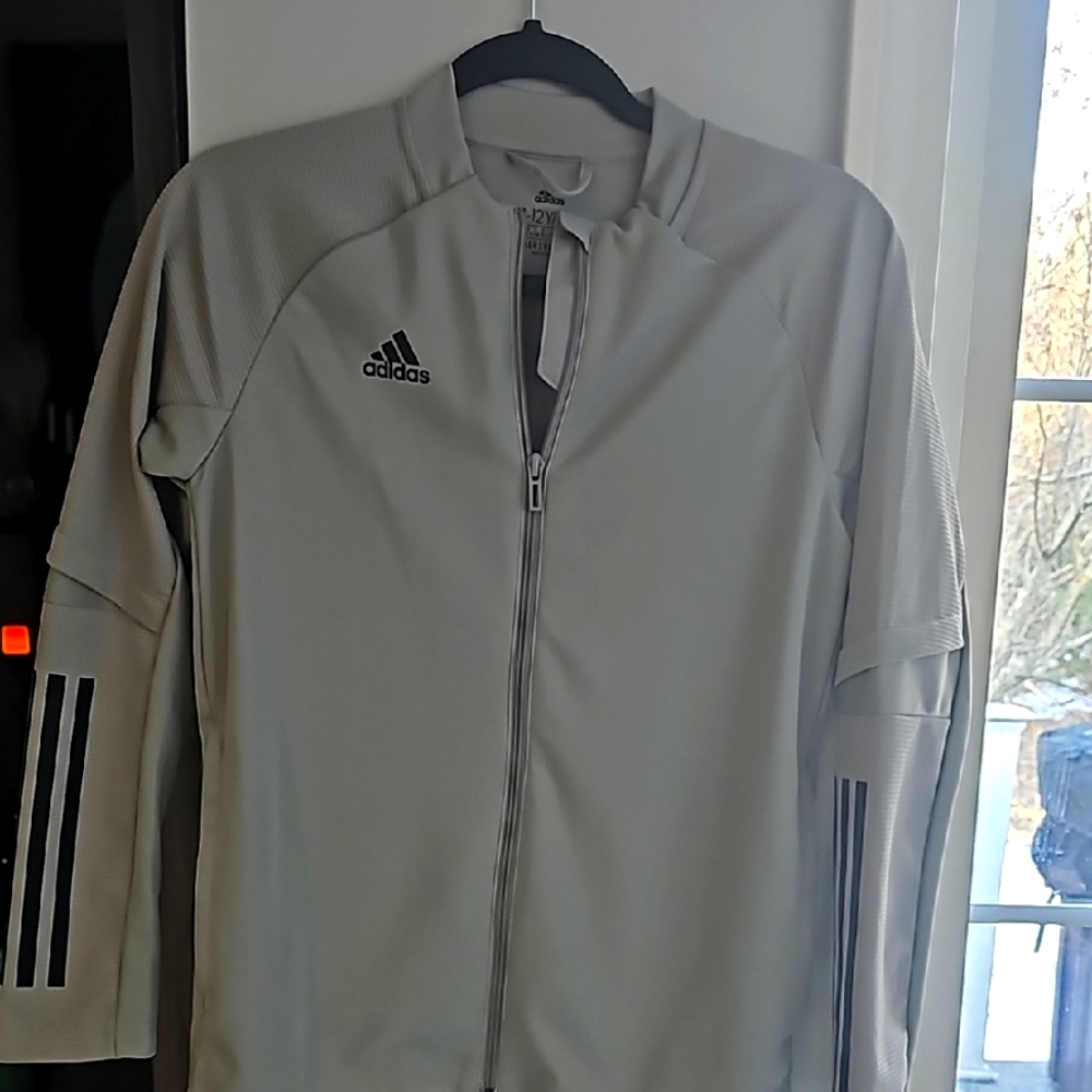 Adidas Boys 11/12 Gray Zip up.